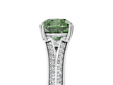 White gold Fancy Green Cushion  Solitaire Pave Split Shank Engagement Ring with Six-Prong Setting_41