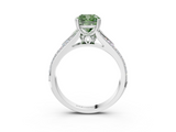 White gold Fancy Green Cushion  Solitaire Pave Split Shank Engagement Ring with Six-Prong Setting_41