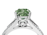White gold Fancy Green Cushion  Solitaire Pave Split Shank Engagement Ring with Six-Prong Setting_42