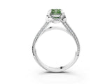 White gold Fancy Green Cushion  Solitaire Pave Split Shank Ring with Four-Prong Setting_108