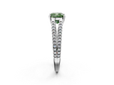 White gold Fancy Green Cushion  Solitaire Split Shank Pavé Diamond Engagement Ring_390