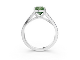 White gold Fancy Green Cushion  Solitaire Split Shank Pavé Diamond Engagement Ring_391