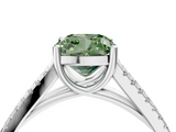 White gold Fancy Green Cushion  Solitaire Split Shank Pavé Diamond Engagement Ring_392