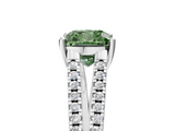 White gold Fancy Green Cushion  Solitaire Split Shank Pavé Diamond Engagement Ring_393