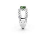 White gold Fancy Green Cushion  Solitaire Split Shank Pave Diamond Ring_51