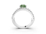 White gold Fancy Green Cushion  Solitaire Split Shank Pave Diamond Ring_52