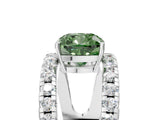 White gold Fancy Green Cushion  Solitaire Split Shank Pave Diamond Ring_54