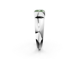 White gold Fancy Green Cushion  Solitaire Tension Set Diamond Ring with Wide Band_22
