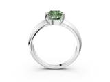 White gold Fancy Green Cushion  Solitaire Tension Set Diamond Ring with Wide Band_23