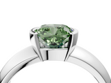 White gold Fancy Green Cushion  Solitaire Tension Set Diamond Ring with Wide Band_24