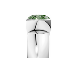 White gold Fancy Green Cushion  Solitaire Tension Set Diamond Ring with Wide Band_25