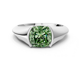 White gold Fancy Green Cushion  Solitaire Tension Set Diamond Ring_20