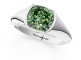 White gold Fancy Green Cushion  Solitaire Tension Set Diamond Ring_21