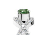 White gold Fancy Green Cushion  Solitaire Twist Band Pavé Diamond Engagement Ring_25