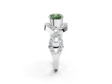 White gold Fancy Green Cushion  Solitaire Twist Band Pavé Diamond Engagement Ring_33