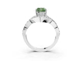 White gold Fancy Green Cushion  Solitaire Twist Band Pavé Diamond Engagement Ring_35