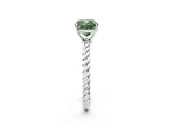 White gold Fancy Green Cushion  Solitaire Twist Band Ring with Four-Prong Setting_153