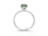 White gold Fancy Green Cushion  Solitaire Twist Band Ring with Four-Prong Setting_155