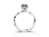 White gold Fancy Green Cushion  Solitaire Twist Band with Pavé Accents and Four-Prong Setting_23