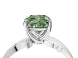 White gold Fancy Green Cushion  Solitaire Twist Band with Pavé Accents and Four-Prong Setting_24