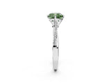 White gold Fancy Green Cushion  Solitaire Twist Band with Pavé Diamonds and Four-Prong Setting_81