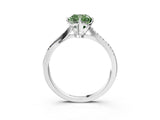 White gold Fancy Green Cushion  Solitaire Twist Band with Pavé Diamonds and Four-Prong Setting_82