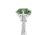 White gold Fancy Green Cushion  Solitaire Twist Band with Pavé Diamonds and Four-Prong Setting_84
