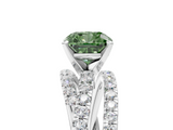 White gold Fancy Green Cushion  Solitaire Twist Band with Pavé Setting and Four-Prong Setting_118