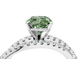 White gold Fancy Green Cushion  Solitaire Twist Band with Pavé Setting and Four-Prong Setting_118
