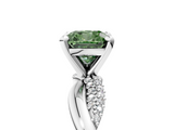 White gold Fancy Green Cushion  Solitaire Twist Band with Pave Prong Setting_50