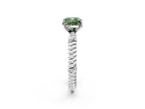 White gold Fancy Green Cushion  Solitaire Twisted Band Prong Set Engagement Ring_62