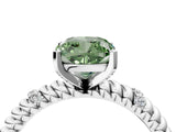 White gold Fancy Green Cushion  Solitaire Twisted Band Prong Set Engagement Ring_64