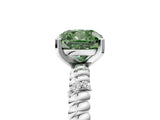 White gold Fancy Green Cushion  Solitaire Twisted Band Prong Set Engagement Ring_65
