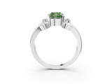 White gold Fancy Green Cushion  Solitaire Twisted Band Scroll Prong Ring_6