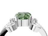 White gold Fancy Green Cushion  Solitaire Twisted Band Scroll Prong Ring_7