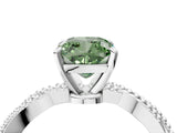 White gold Fancy Green Cushion  Solitaire Twisted Band with Bead Prong Setting_279