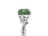 White gold Fancy Green Cushion  Solitaire Twisted Band with Bead Prong Setting_280