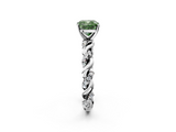 White gold Fancy Green Cushion  Solitaire Twisted Band with Pavé Accents and Four-Prong Setting_5