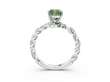 White gold Fancy Green Cushion  Solitaire Twisted Band with Pavé Accents and Four-Prong Setting_6