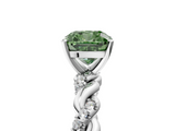 White gold Fancy Green Cushion  Solitaire Twisted Band with Pavé Accents and Four-Prong Setting_8
