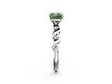 White gold Fancy Green Cushion  Solitaire Twisted Band with Prong Setting 3