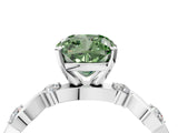 White gold Fancy Green Cushion  Solitaire Twisted Band with Prong Setting 5