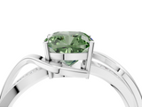 White gold Fancy Green Cushion  Solitaire Twisted Band with Prong Setting_7