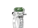 White gold Fancy Green Cushion  Solitaire Twisted Band with Prong Setting_8