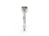 White gold Fancy Green Cushion  Solitaire Twisted Pave Diamond Ring with Four-Prong Setting_14