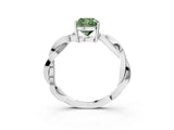 White gold Fancy Green Cushion  Solitaire Twisted Pave Diamond Ring with Four-Prong Setting_15