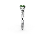 White gold Fancy Green Cushion  Solitaire Vine Band with Milgrain Prong Setting_5
