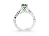 White gold Fancy Green Cushion  Solitaire Vine Band with Milgrain Prong Setting_6