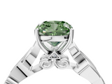 White gold Fancy Green Cushion  Solitaire Vine Band with Milgrain Prong Setting_7
