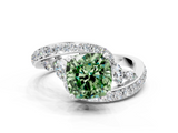 White gold Fancy Green Cushion  Solitaire with Pavé Twist Band and Four-Prong Setting_53